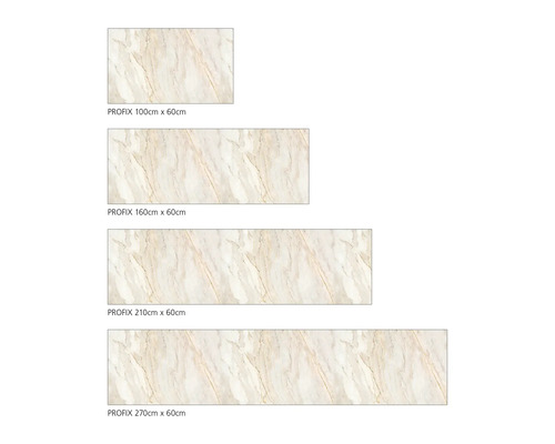 Rôzne veľkosti pracovných dosiek Profix s mramorovým vzhľadom