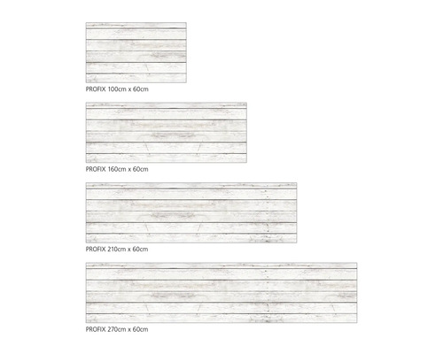 Dekoratívne dosky Profix so vzhľadom dreva v rôznych veľkostiach.