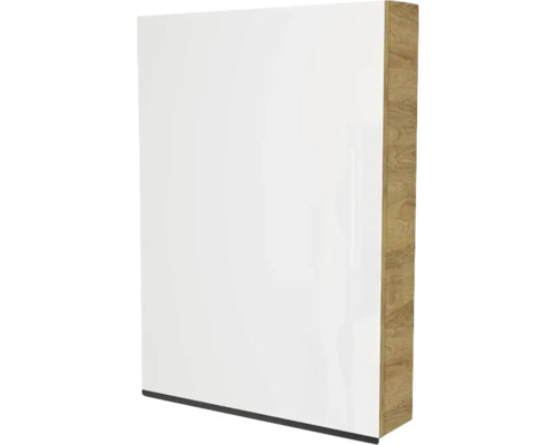 Zrkadlová skrinka bez osvetlenia Devo Viva 2.0 ľavá 60 x 15 x 85 cm natural hickory Biela nástenná skrinka s drevenou štruktúrou