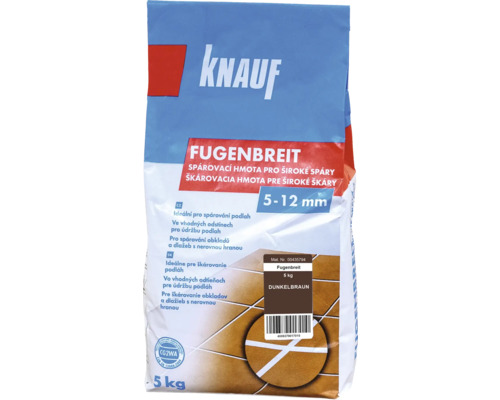 Škárovacia hmota KNAUF Fugenbreit Dunkelbraun, 5 kg, tmavo hnedá Knauf Fugenbreit škárovacia hmota pre široké škáry, 5 až 12 milimetrov