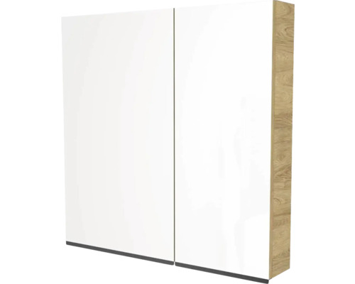 Zrkadlová skrinka bez osvetlenia Devo Viva 2.0 ľavá 70 x 15 x 85 cm natural hickory Kúpeľňová skrinka s dvomi dvierkami a drevenou štruktúrou