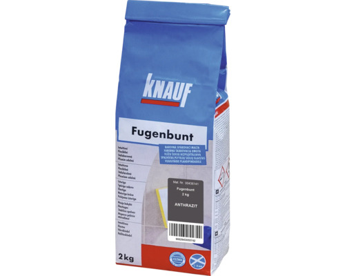 Škárovacia hmota KNAUF Fugenbunt Anthrazit, 2 kg, antracit Knauf Fugenbunt antracitová škárovacia hmota, 2 kg balenie