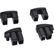 Štyri čierne štvorcové koncovky rúrok