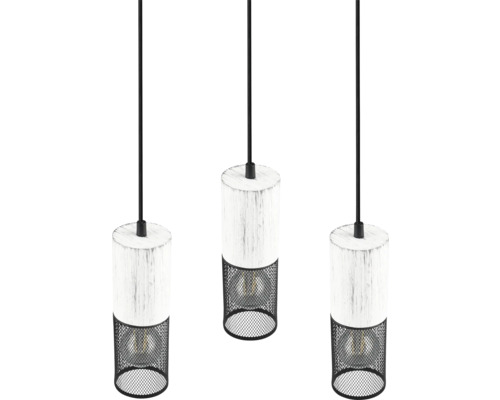 Závesné svietidlo s tromi žiarovkami z dreva a kovu