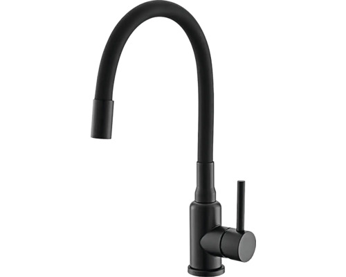 Čierna kuchynská batéria s flexibilným výtokom