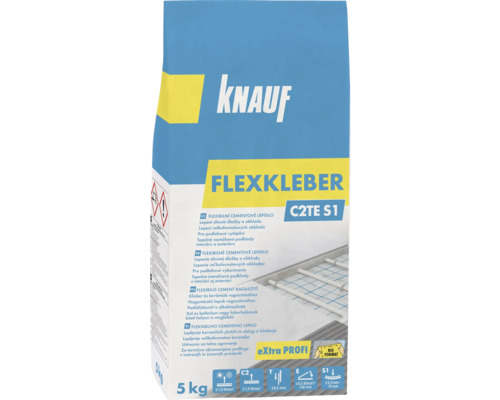 Flexibilné lepidlo na obklady a dlažbu KNAUF Flexkleber C2TE S1 sivé mrazuvzdorné 5 kg