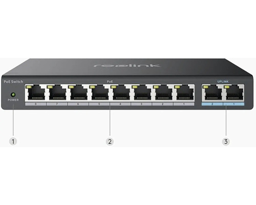 Reolink PoE switch s ôsmimi portami a dvoma uplink pripojeniami