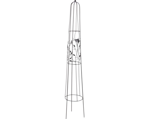 Opora na popínavé rastliny obelisk Lafiora vták Ø26 x 150 cm kovová čierna