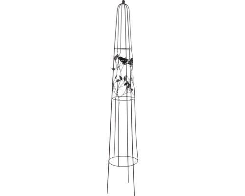 Opora na popínavé rastliny obelisk Lafiora vták Ø22 x 120 cm kovová čierna