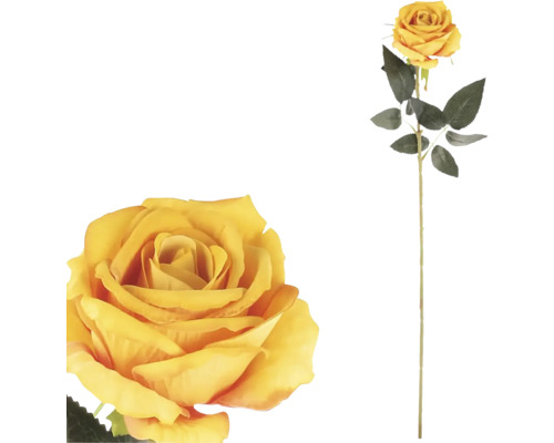Umelá ruža zamatová 75 cm žltá