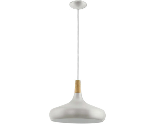 Závesné svietidlo s kovovým tienidlom a dreveným prvkom