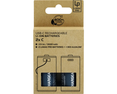 Lumak Pro USB-C nabíjateľné Li-ion batérie, 2 kusy C