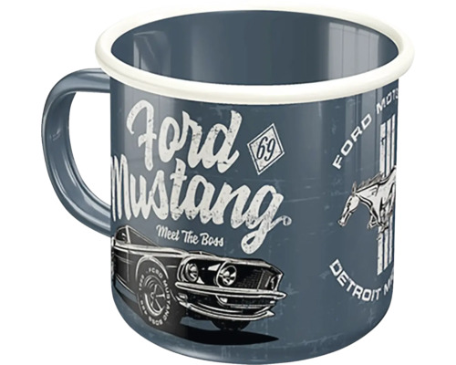 Smaltovaný hrnček Ford Mustang s automobilovým motívom