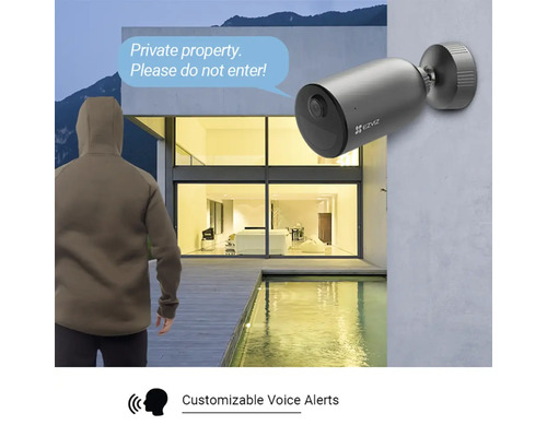 Bezpečnostná kamera s prispôsobiteľnými hlasovými upozorneniami pre bezpečnosť