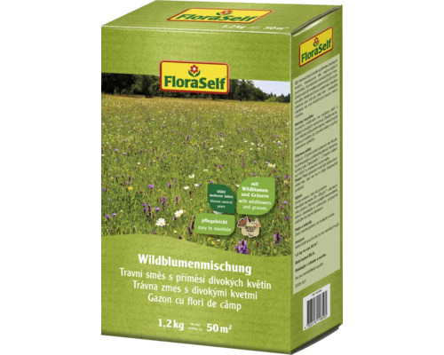 Trávna zmes s prímesou divokých kvetov FloraSelf 1,2 kg FloraSelf zmes lúčnych kvetov, balenie 1,2 kg