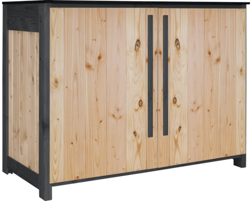 Vonkajšia kuchyňa Konsta 603 skrinka nízka 120 x 58 x 92 cm douglaska prírodná Drevená komoda s dvomi dvierkami a kovovými úchytkami
