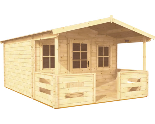 Drevený záhradný domček BPP Martina A1 prírodný 348 x 451 cm s terasou