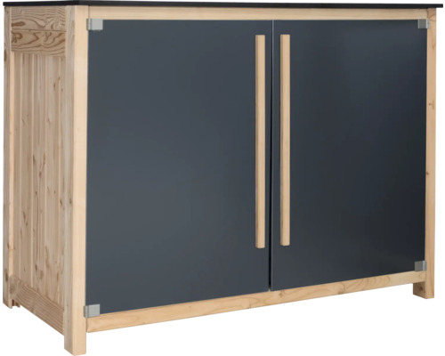 Vonkajšia kuchyňa Konsta 603 skrinka nízka 120 x 58 x 92 cm dvojkrídlové dvere douglaska HPL antracit