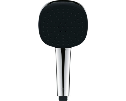 Ručná sprcha s chrómovou rukoväťou a čiernou sprchovou hlavicou