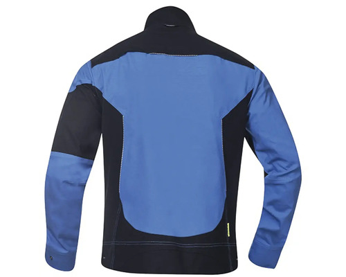 Modrá pracovná bunda, pohľad zozadu