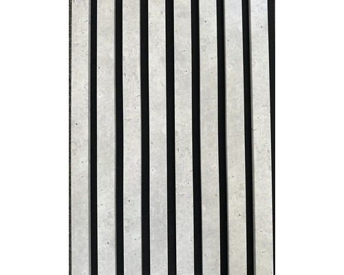 Akustický panel betón, šírka lamely 38 mm, 20 x 450 x 2650 mm Dekoratívny panel s rebrovaným betónovým vzhľadom
