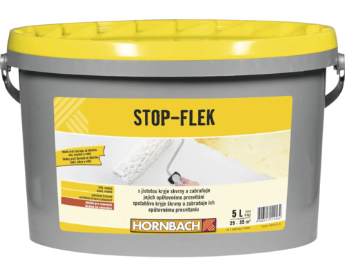 Biela farba na stenu Hornbach Stop-Flek izolačný náter 5 l Vedro farby Stop-Fleck, 5 litrov, krycia schopnosť 25 až 35 metrov štvorcových