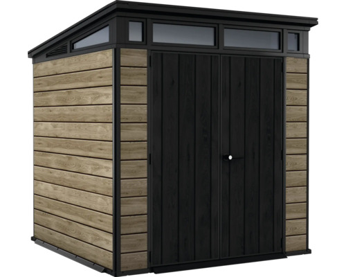 Záhradná búda s dvojkrídlovými dverami a oknami