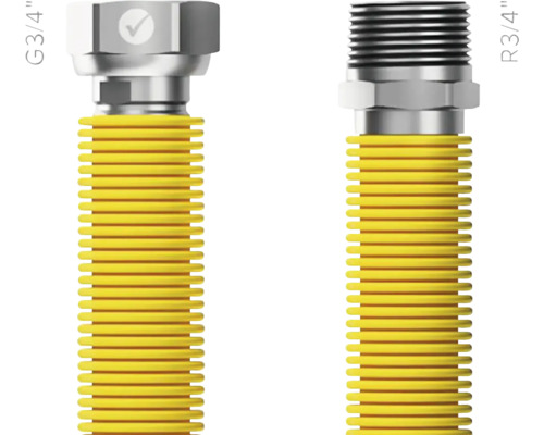 Plynová zváraná hadica Marabell Gas Flexi R3/4"-G3/4" 30 - 60 cm, 1 kus žltá