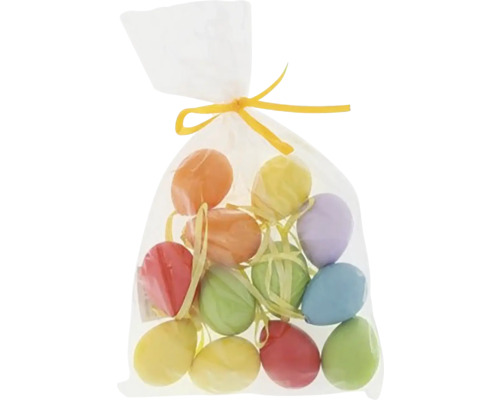 Dekoratívne veľkonočné vajíčka v priehľadnom obale so stuhou