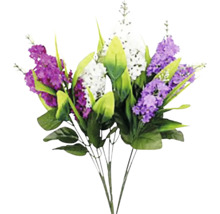 Umelá kytica s fialovými a bielymi kvetmi