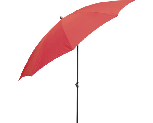 Červený slnečník s kovovým rámom