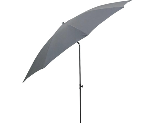 Sivý slnečník s čiernym stojanom
