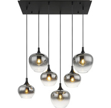 Luster Globo 15548-6H MAXY 6xE27 40 W čierny/dymové sklo