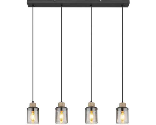 Štvorplameňové závesné svietidlo so sklenenými telesami