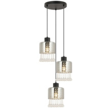 Luster Globo 15884-3H HENDRY 3xE27 15 W čierny/dymové sklo
