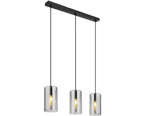 Závesné svietidlo s tromi žiarovkami a dymovým sklom