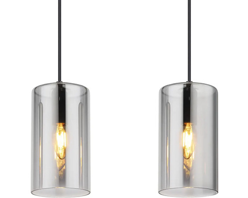 Dve závesné svietidlá s valcovým skleneným tienidlom