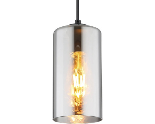 Jednotlivé závesné svietidlo s valcovým skleneným tienidlom a žiarovkou