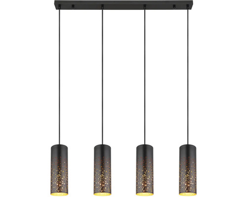 Závesné svietidlo so štyrmi valcovitými tienidlami so vzorom