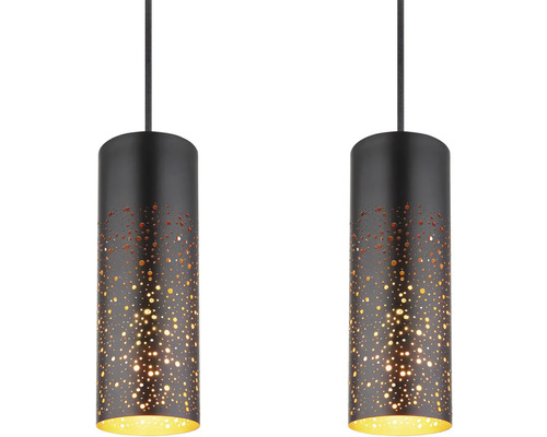 Dvojité závesné svietidlo s valcovitým, perforovaným tienidlom