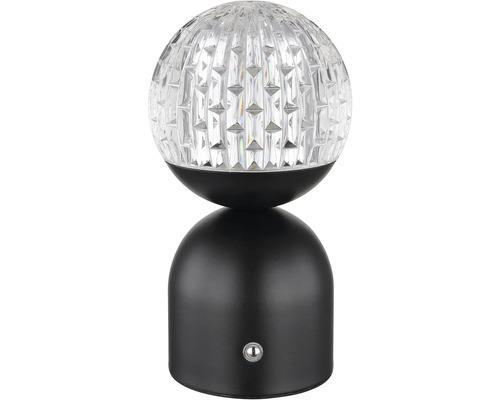 LED stolová lampa Globo 21007S JULSY 2,5 W 173 lm 2700-6500 K čierna dobíjacia Dekoratívna guľová stolná lampa s vrúbkovaným povrchom
