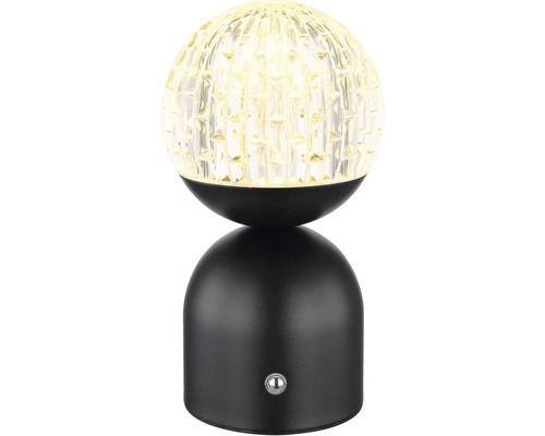 Dekoratívna stolná lampa s guľovitým tienidlom a čiernym podstavcom