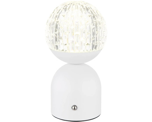 Biela LED stolná lampa s guľovitým tienidlom