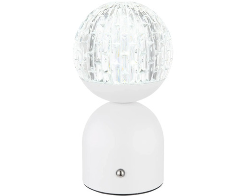 Biela LED stolná lampa s guľovitým tienidlom