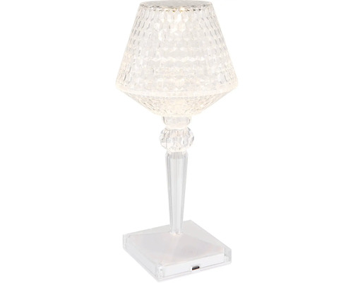 Stolná lampa s fasetovaným tienidlom a USB portom