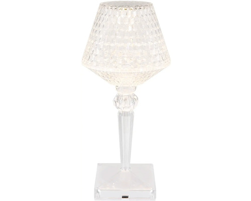Stolná lampa z plastu s diamantovým vzorom a LED osvetlením