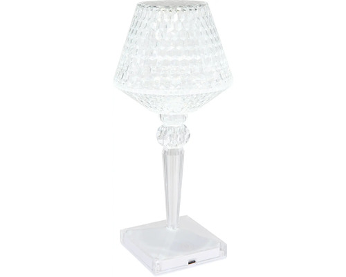 Dekoratívna stolná lampa z priehľadného plastu