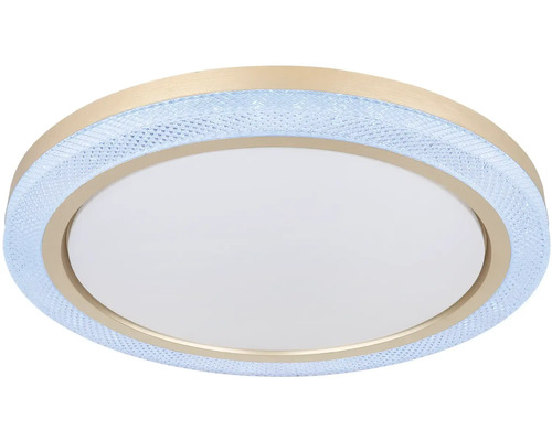 Okrúhle stropné svietidlo so zlatým rámom a bielym difúzorom