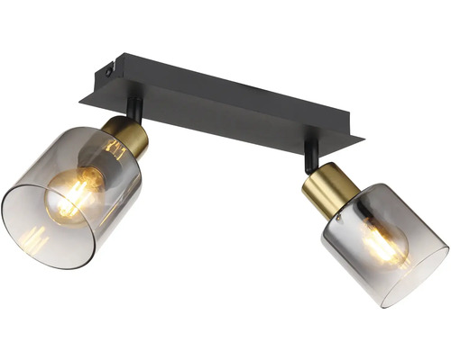 Stropné svietidlo s dvoma reflektormi a sklenenými tienidlami