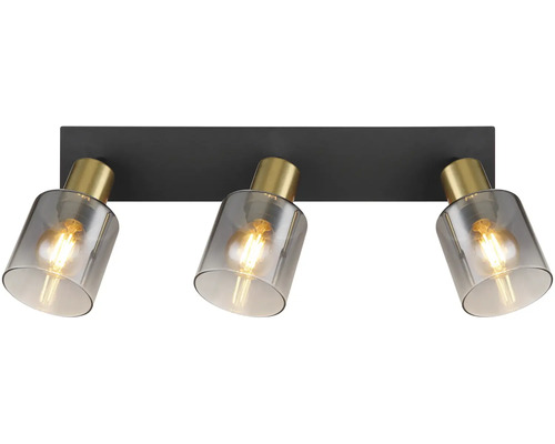 Stropné svietidlo s tromi bodovými svetlami so sklenenými telesami